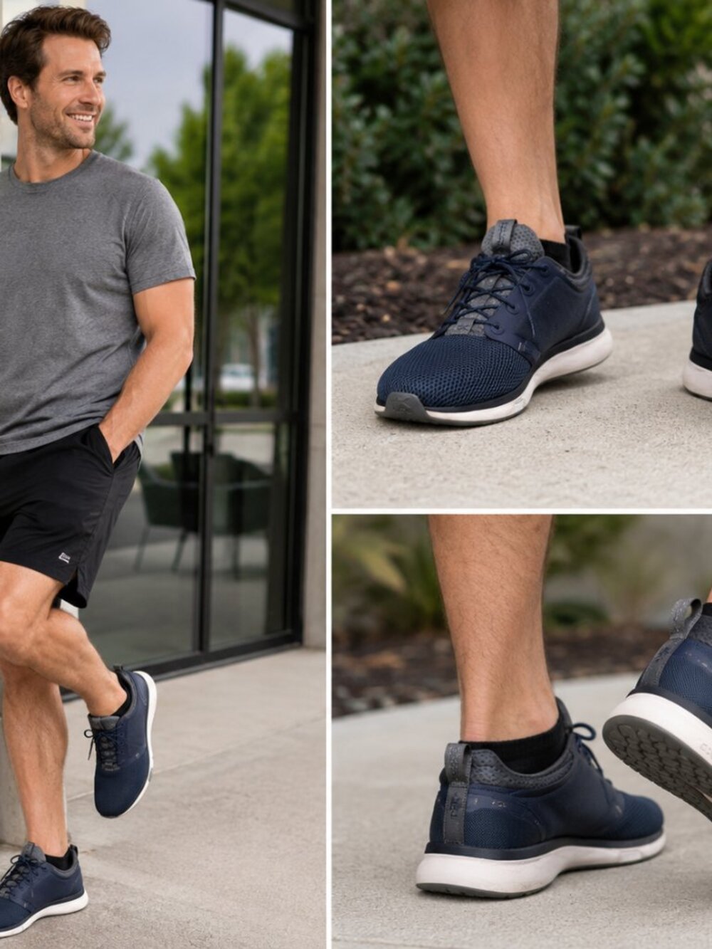 KURU ATOM Men's 14 Medium Navy Gray Walking Athletic Shoes KURUCLOUD